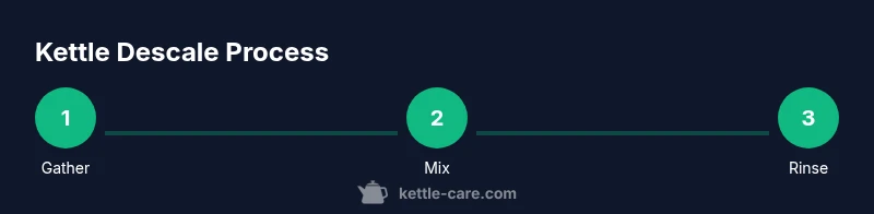 Infographic showing a three-step kettle descaling process